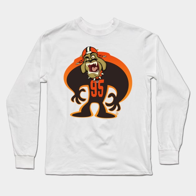 Go Browns BullDawg Whoosh #95 Long Sleeve T-Shirt by Goin Ape Studios